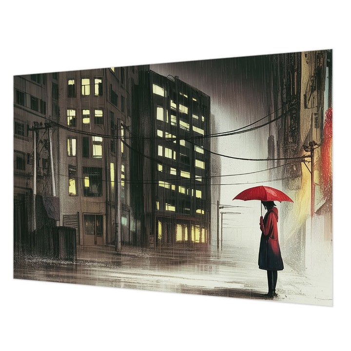 Modern Tapétatekercs De Perete, Wallfluent, Oras ploios, Negru, 152 x 104 cm, Art Deco, Usor De Instalat, 010100060030000284960