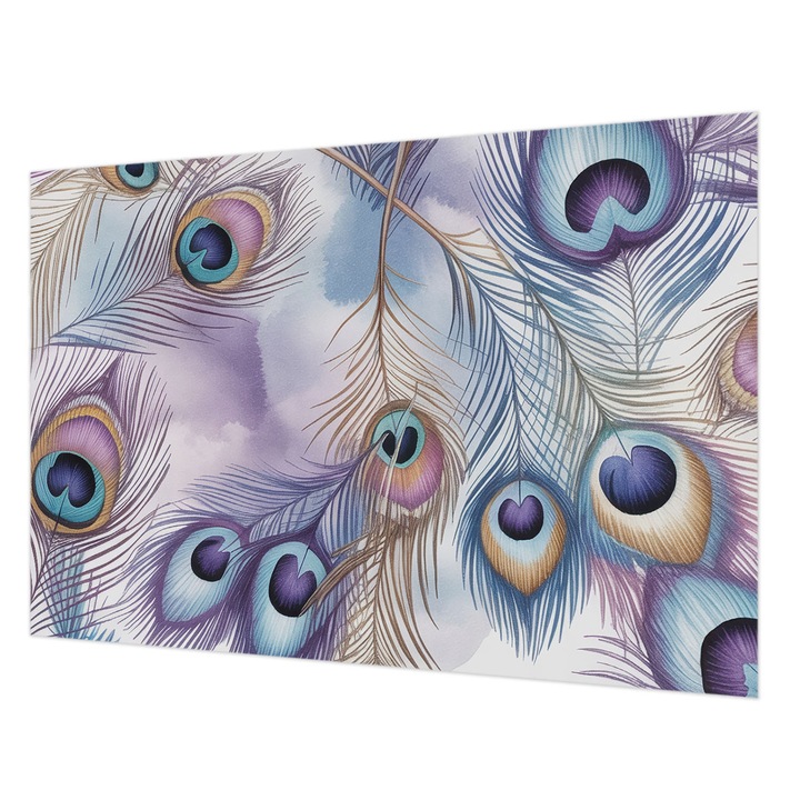 Dekor Tapéta, Wallfluent, Pávatollak, Lila, 152 x 104 cm, Vlies, Élénk Színek, 010100060030000284957