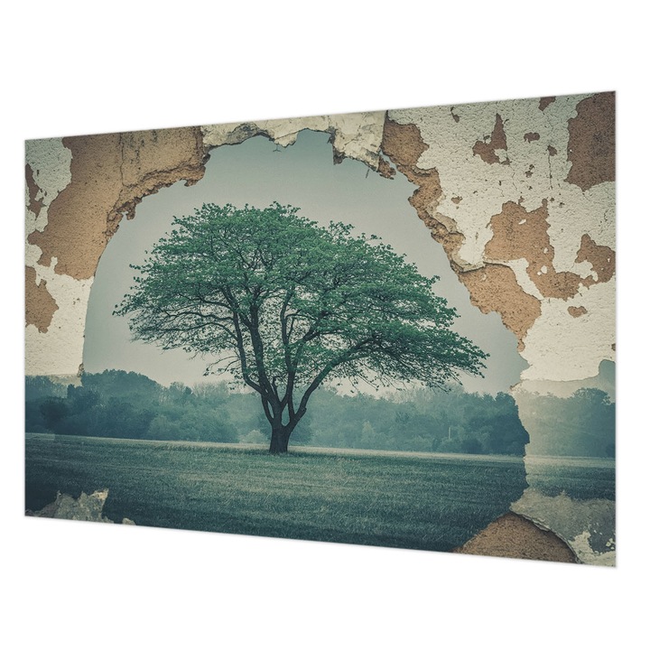 Dekor Tapéta, Wallfluent, Egy magányos fa, Szürke, 152 x 104 cm, Nem Szőtt, Élénk Színek, 010100060030000284952