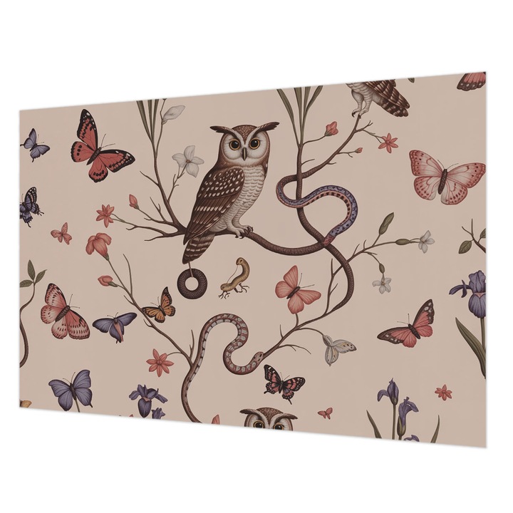 Dekor Tapéta, Wallfluent, Bagoly természet, Bézs, 152 x 104 cm, Vlies, Klasszikus, 010100060030000284967