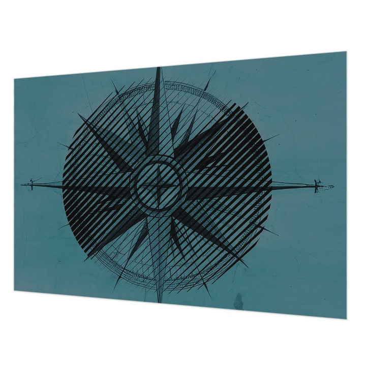 Dekor Tapéta, Wallfluent, Tengeri iránytű, Türkiz, 152 x 104 cm, Vlies, Előszobába, Hálószobába, 010100060030000284978
