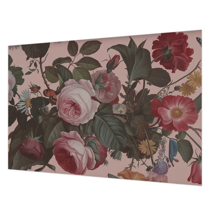 Dekor Tapéta, Wallfluent, Virágos elegancia, Rózsaszín, 152 x 104 cm, Vlies, Könnyen Felszerelhető, 010100060030000284970