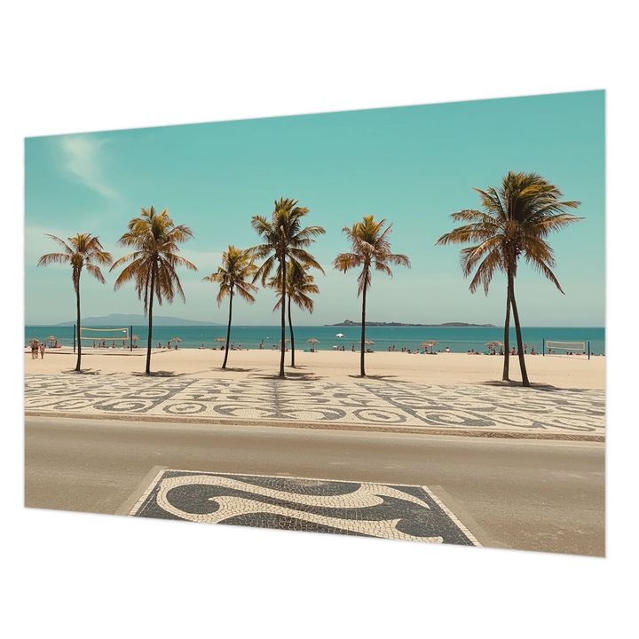 Fotótapéta Falra, Wallfluent, Pálmafás strand, Türkiz, 152 x 104 cm, Vlies, Élénk Színek, 010100060030000285012