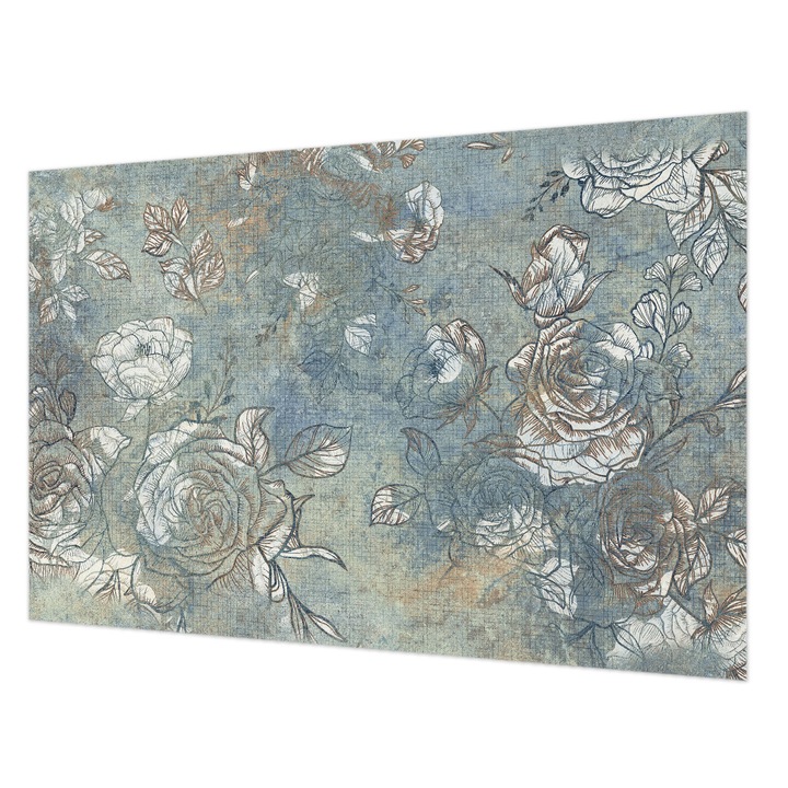 Tapéta Vlies Fali Dekoráció, Wallfluent, Romantikus rózsák, Kék, 104 x 70 cm, Nem Szőtt, Modern Dizájn, 010100060020000282775