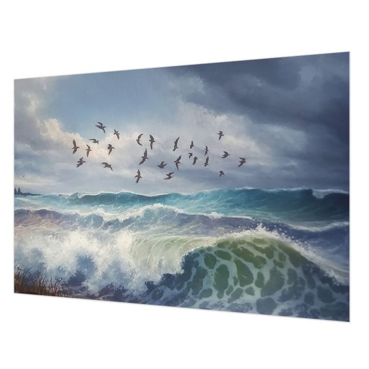 Tapéta Vlies Fali Dekoráció, Wallfluent, Tengeri hullámok, Kék, 152 x 104 cm, Nem Szőtt, Előszobába, Hálószobába, 010100060030000285063