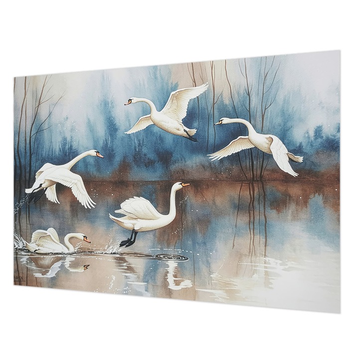 Dekor Tapéta, Wallfluent, Madarak repülés közben, Fehér, 152 x 104 cm, Vlies, Fali Dekoráció, 010100060030000285075