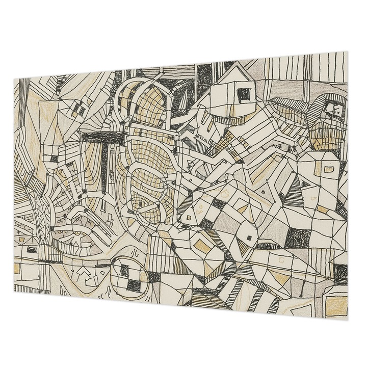 Tapéta Falra, Wallfluent, Geometriai absztrakció, Fekete, 152 x 104 cm, Vlies, Élénk Színek, 010100060030000285100