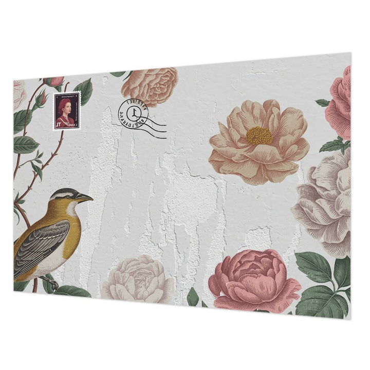 Tapéta Falra, Wallfluent, Vintage virágok, Fehér, 104 x 70 cm, Vlies, Erős Ragasztó, 010100060020000284745