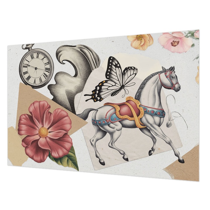 Dekor Tapéta, Wallfluent, Vintage virágok, Szürke, 104 x 70 cm, Nem Szőtt, Nappaliba, Szobába, 010100060020000284727