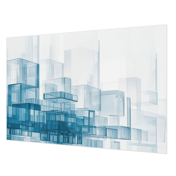 Fotótapéta Falra, Wallfluent, Átlátszó kockák, Fehér, 152 x 104 cm, Vlies, Könnyen Felszerelhető, 010100060030000285149