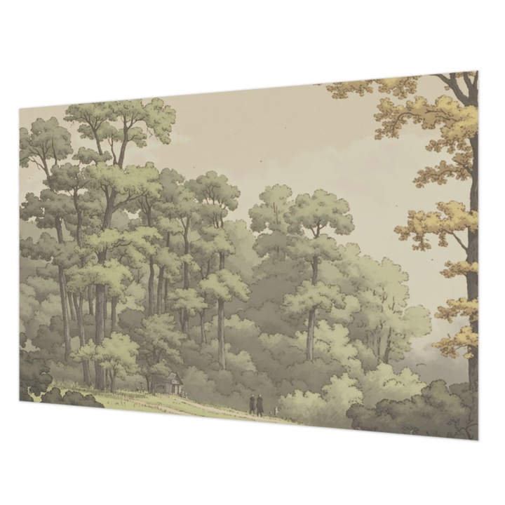 Tapéta Vlies Fali Dekoráció, Wallfluent, Erdei idill, Zöld, 152 x 104 cm, Nem Szőtt, Erős Ragasztó, 010100060030000285168