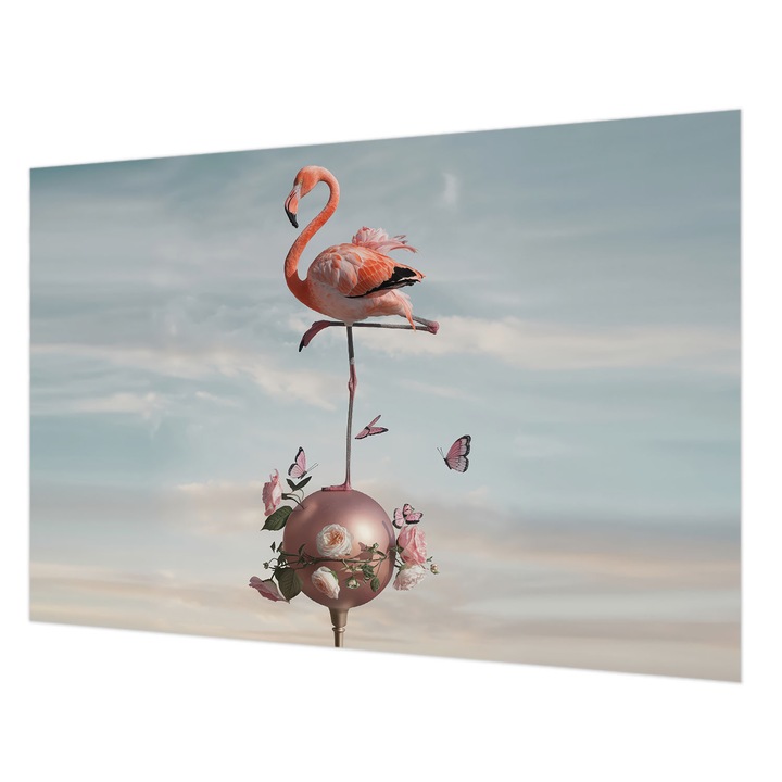 Tapéta Vlies Fali Dekoráció, Wallfluent, Elegáns flamingó, Kék, 152 x 104 cm, Nem Szőtt, Modern Tapétatekercs, 010100060030000285170