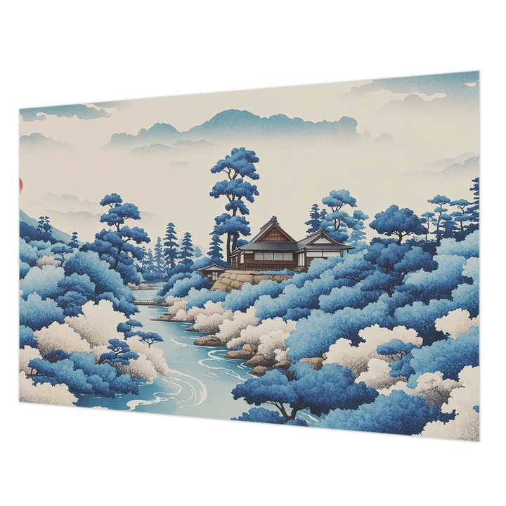 Tapéta Vlies Fali Dekoráció, Wallfluent, Békés természet, Kék, 152 x 104 cm, Nem Szőtt, Előszobába, Hálószobába, 010100060030000285176