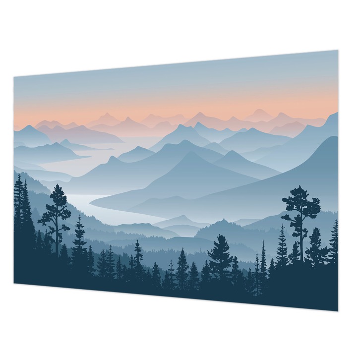 Tapéta Falra, Wallfluent, Hegyi panoráma, Fekete, 152 x 104 cm, Vlies, Élénk Színek, 010100060030000285218