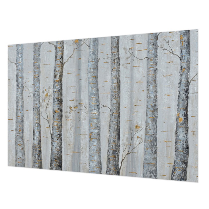 Tapéta Falra, Wallfluent, Nyírfák, Szürke, 152 x 104 cm, Vlies, Fali Dekoráció, 010100060030000285222