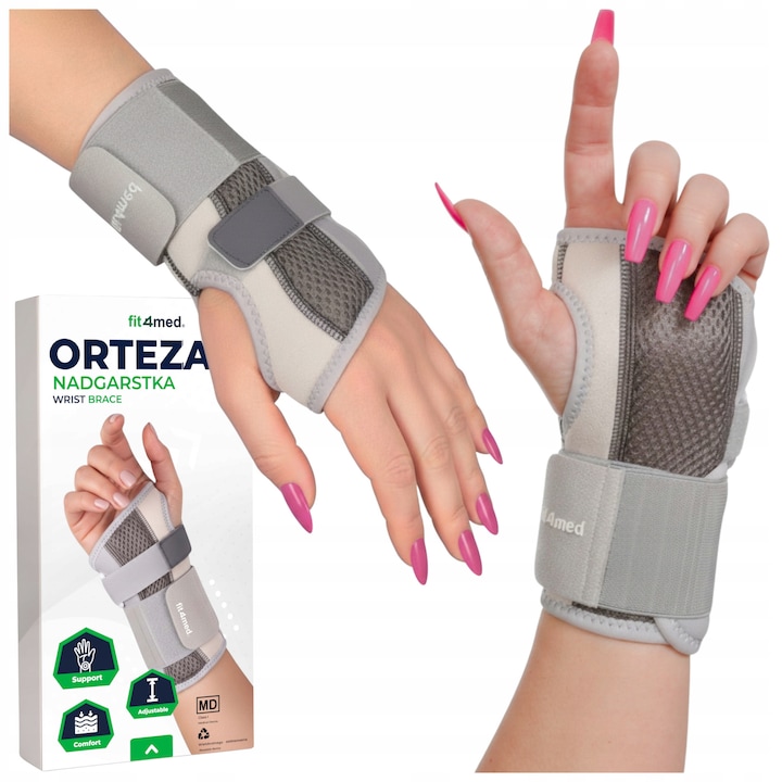 Orteza de Mână Stângă pentru Stabilizarea Încheieturii, Fit4Med, Sistem de Stabilizare Dual, Dimensiune Universală