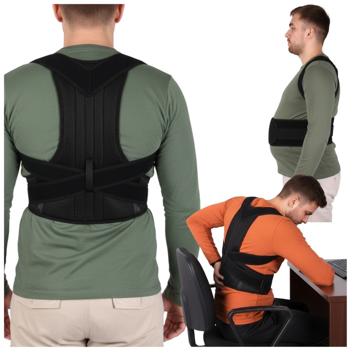 Corector ortopedic de postură Fit4Med, 3XL, suport spate, curele reglabile, aluminiu