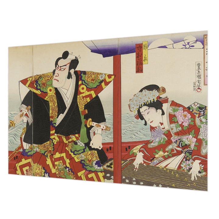 Dekor Tapéta, Wallfluent, Japán színház, Piros, 152 x 104 cm, Nem Szőtt, Nappaliba, Szobába, 010100060030000285273