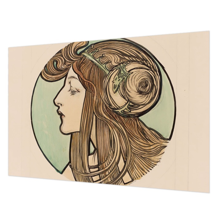 Tapéta Falra, Wallfluent, Szecessziós portré, Bézs, 152 x 104 cm, Nem Szőtt, Öko, 010100060030000285395