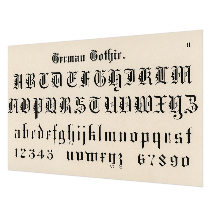 Tapéta Vlies Fali Dekoráció, Wallfluent, Gótikus betűk, Fekete, 152 x 104 cm, Nem Szőtt, Modern Dizájn, 010100060030000285446