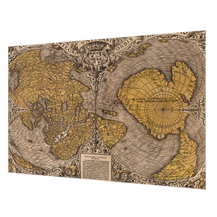 Tapéta Falra, Wallfluent, Történelmi térképészet, Sárga, 152 x 104 cm, Nem Szőtt, Erős Ragasztó, 010100060030000285504