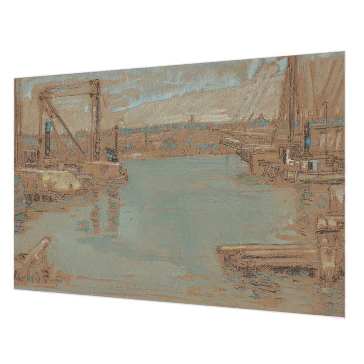 Tapéta Falra, Wallfluent, Kikötői kilátás, Barna, 152 x 104 cm, Vlies, Előszobába, Hálószobába, 010100060030000285516