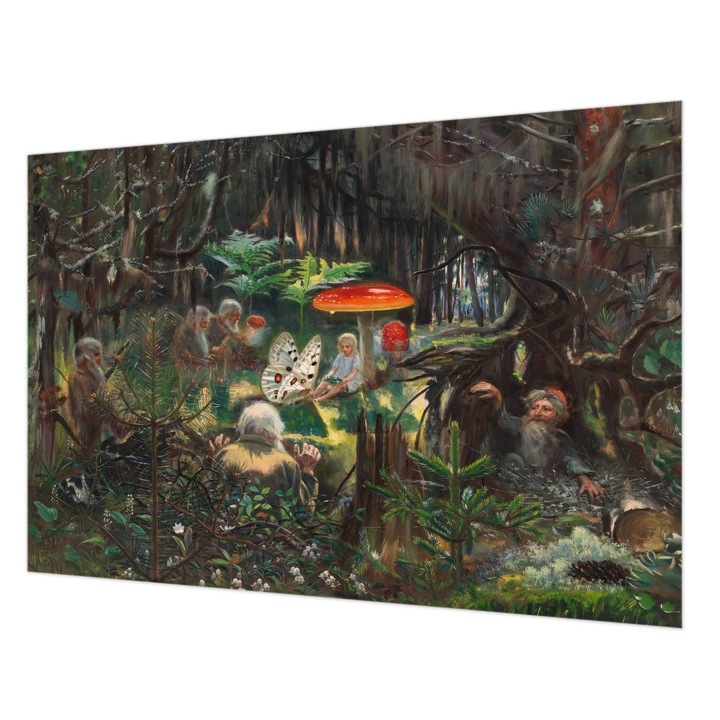 Tapéta Falra, Wallfluent, Mesebeli erdő, Szürke, 152 x 104 cm, Vlies, Dekoráció, 010100060030000285515