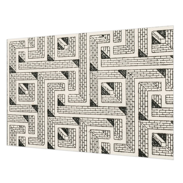 Fotótapéta Falra, Wallfluent, Tégla labirintus, Fekete és fehér, 152 x 104 cm, Nem Szőtt, Stílusos, 010100060030000285520