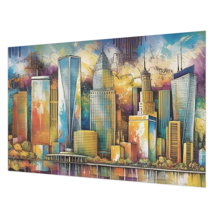 Tapéta Falra, Wallfluent, Városi panoráma, Kék, 104 x 70 cm, Nem Szőtt, Nappaliba, Szobába, 010100060020000285005