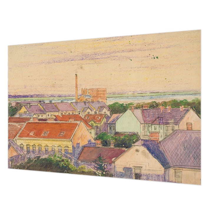 Tapéta Falra, Wallfluent, Városi tetők, Bézs, 152 x 104 cm, Nem Szőtt, Dekoráció, 010100060030000285630