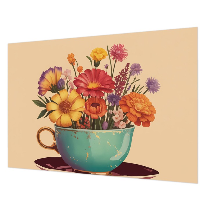 Dekor Tapéta, Wallfluent, Egy színes csokor, Bézs, 208 x 146 cm, Nem Szőtt, Élénk Színek, 010100060040000284704