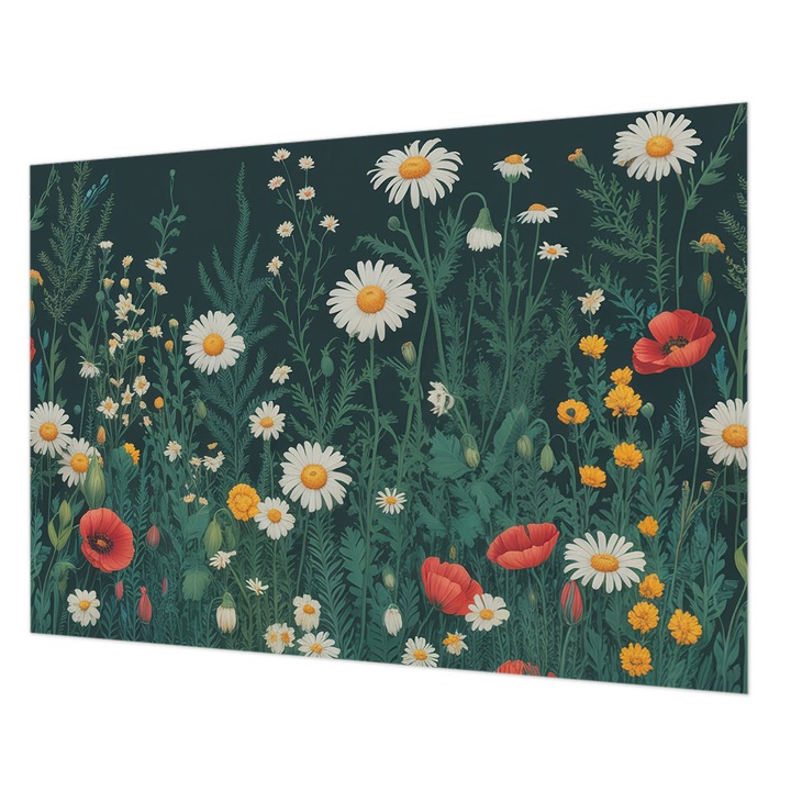 Dekor Tapéta, Wallfluent, Vadvirágok, Zöld, 208 x 146 cm, Vlies, Modern Tapétatekercs, 010100060040000284716