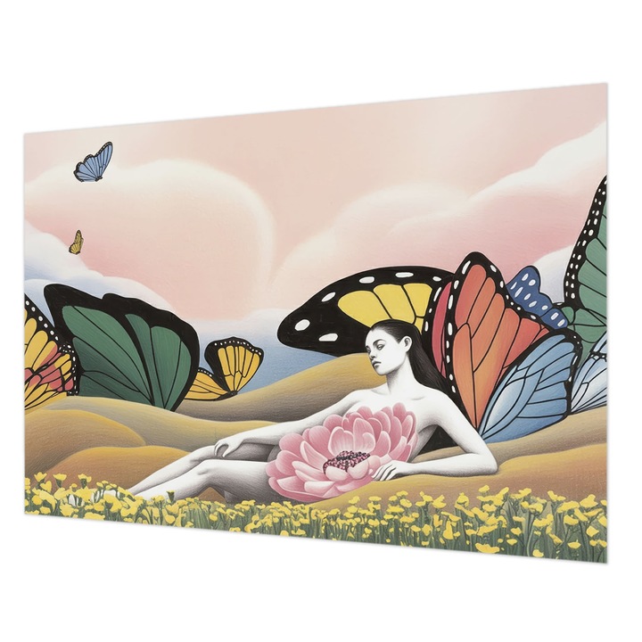 Tapéta Falra, Wallfluent, Pillangó rét, Fehér, 208 x 146 cm, Nem Szőtt, Modern Dizájn, 010100060040000284742