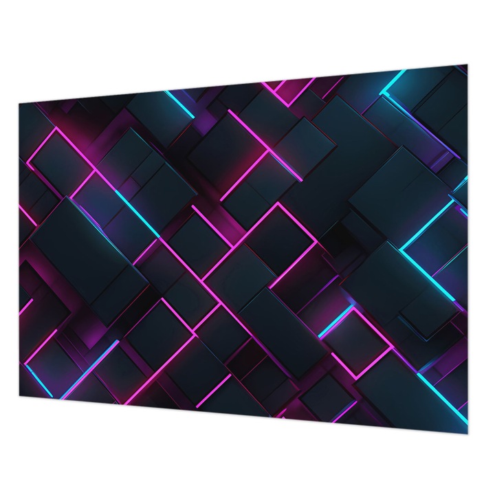 Dekor Tapéta, Wallfluent, Neon geometria, Tengerészkék, 208 x 146 cm, Vlies, Stílusos, 010100060040000282895