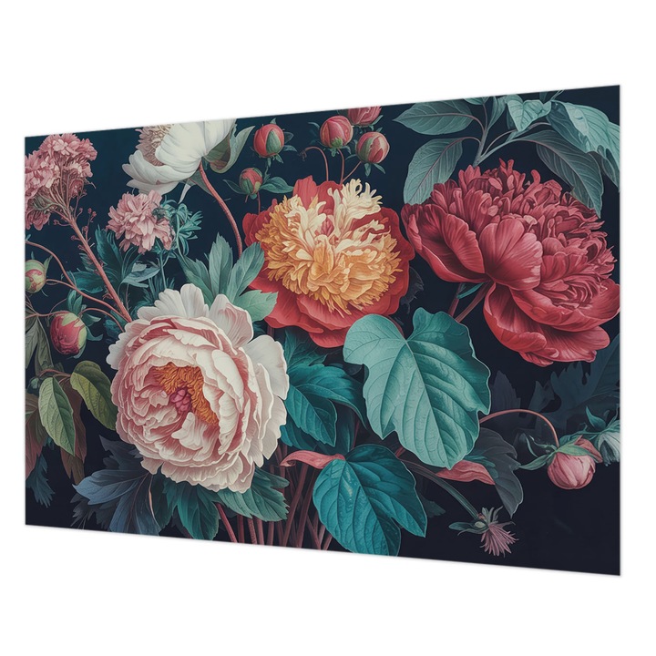 Tapéta Vlies Fali Dekoráció, Wallfluent, Színes virágok, Fehér, 208 x 146 cm, Nem Szőtt, Előszobába, Hálószobába, 010100060040000284809