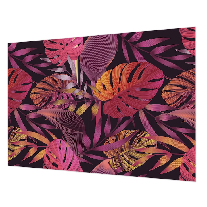 Tapéta Falra, Wallfluent, Egzotikus levelek, Fekete, 208 x 146 cm, Vlies, Modern Belsőépítészeti Dekoráció, 010100060040000013043