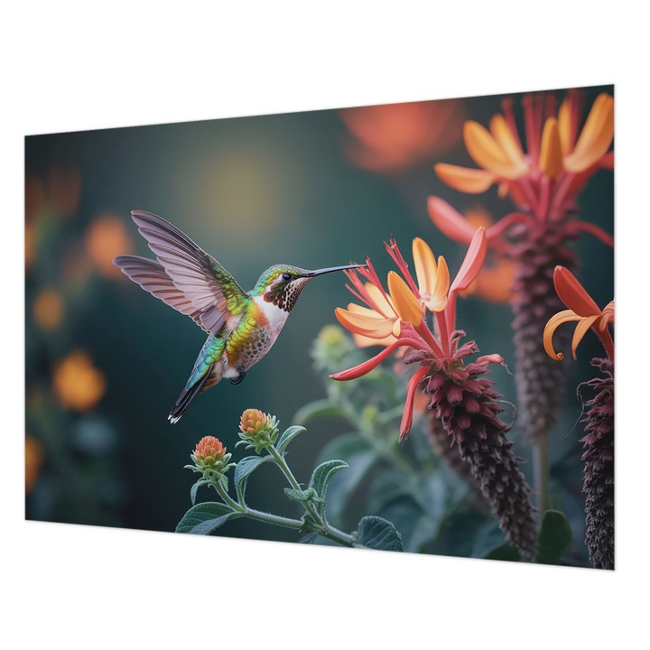 Dekor Tapéta, Wallfluent, Kolibri virágok, Zöld, 208 x 146 cm, Nem Szőtt, Élénk Színek, 010100060040000284817