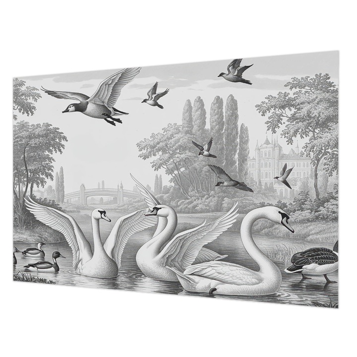 Tapéta Vlies Fali Dekoráció, Wallfluent, Klasszikus tájkép, Fekete és fehér, 104 x 70 cm, Nem Szőtt, Modern Dizájn, 010100060020000285166