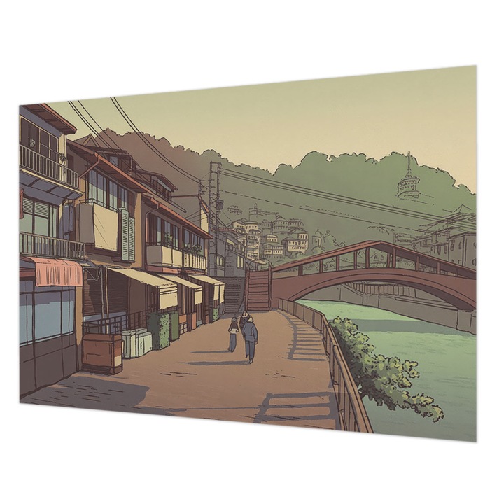 Tapéta Vlies Fali Dekoráció, Wallfluent, Pasztell tájkép, Barna, 208 x 146 cm, Nem Szőtt, Könnyen Felszerelhető, 010100060040000284944