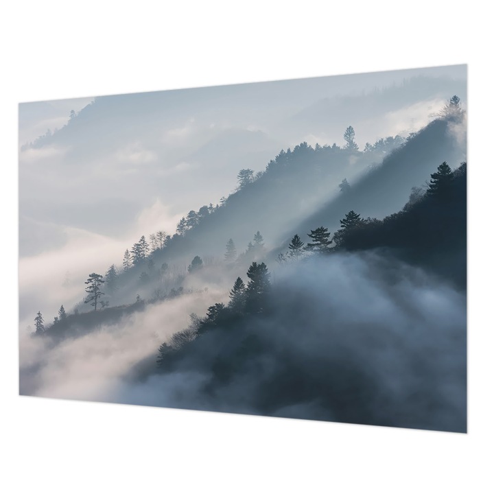 Tapéta Vlies Fali Dekoráció, Wallfluent, Ködös táj, Fehér, 208 x 146 cm, Nem Szőtt, Modern Belsőépítészeti Dekoráció, 010100060040000284934