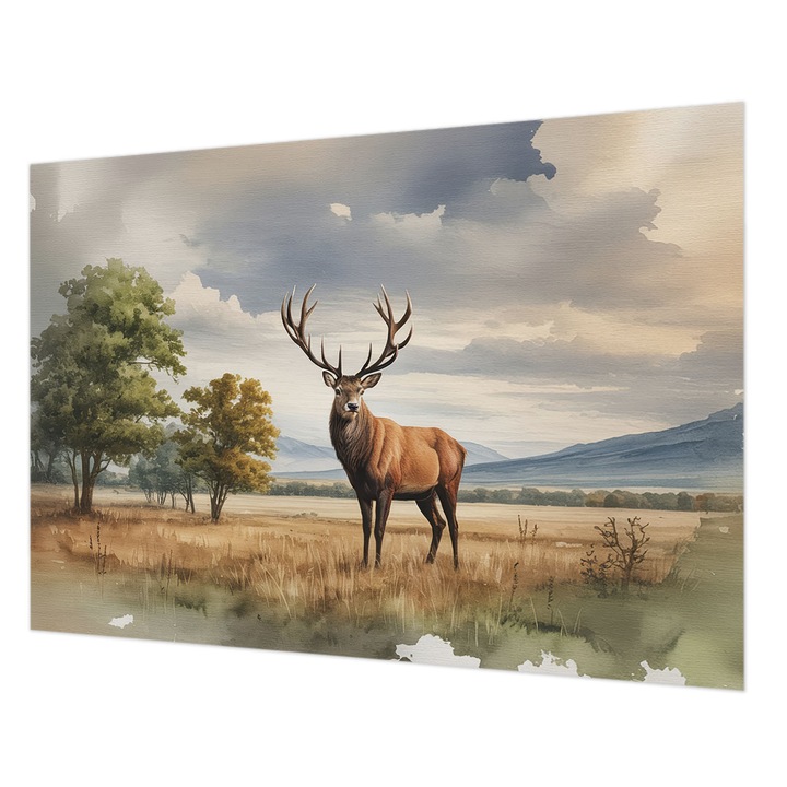 Tapéta Vlies Fali Dekoráció, Wallfluent, Fenséges szarvas, Szürke, 208 x 146 cm, Nem Szőtt, Előszobába, Hálószobába, 010100060040000284949