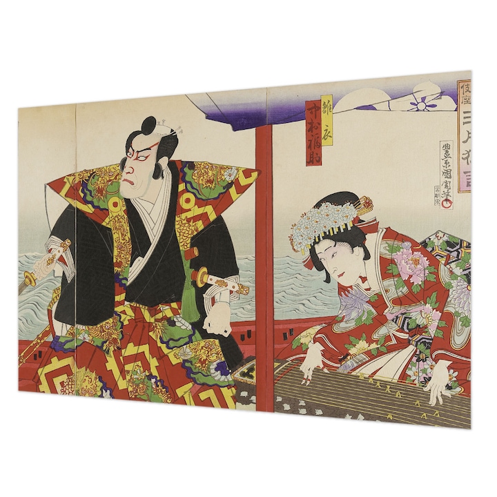 Dekor Tapéta, Wallfluent, Japán színház, Piros, 104 x 70 cm, Nem Szőtt, Nappaliba, Szobába, 010100060020000285273