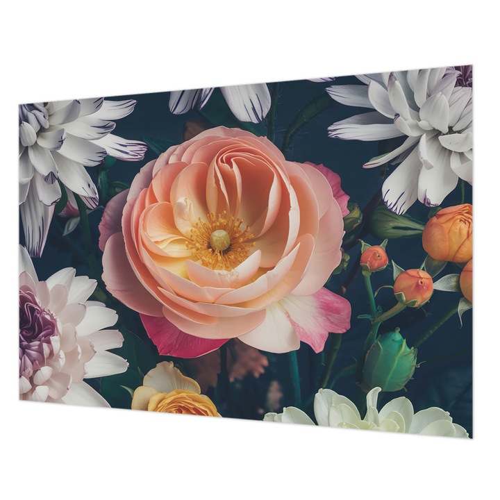 Tapéta Vlies Fali Dekoráció, Wallfluent, Virágos harmónia, Rózsaszín, 208 x 146 cm, Nem Szőtt, Erős Ragasztó, 010100060040000284916