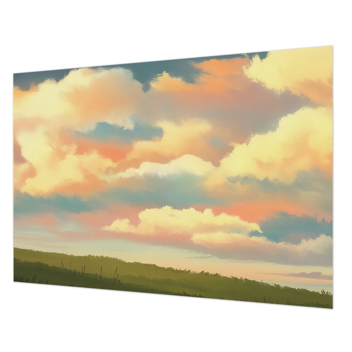 Tapéta Falra, Wallfluent, Felhős égbolt, Narancssárga, 208 x 146 cm, Vlies, Nappaliba, Szobába, 010100060040000285196