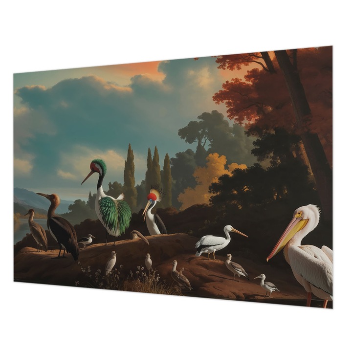 Dekor Tapéta, Wallfluent, Festői madarak, Kék, 208 x 146 cm, Nem Szőtt, Élénk Színek, 010100060040000285186