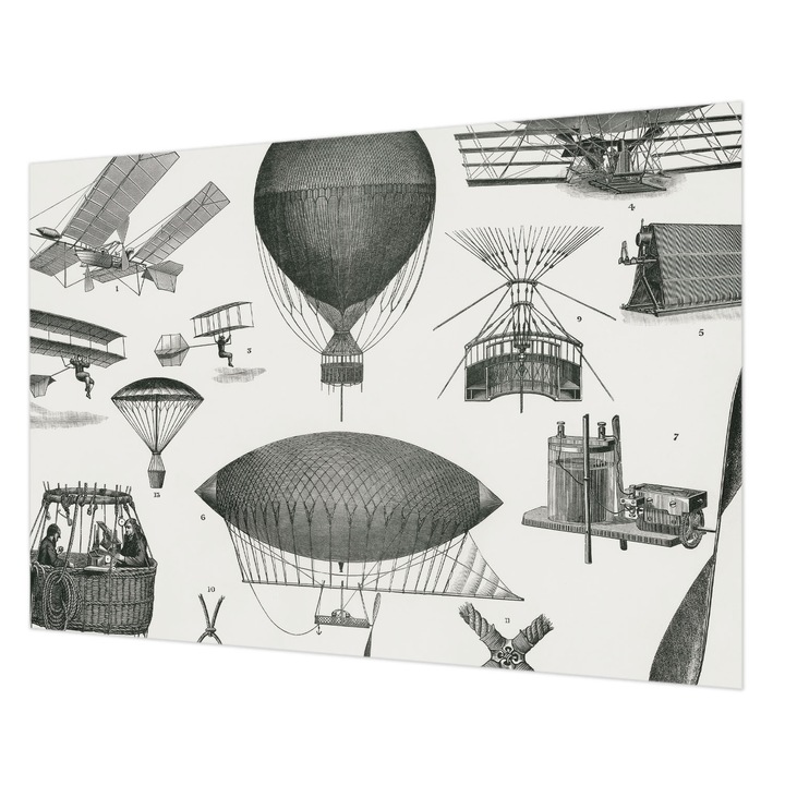 Fotótapéta Falra, Wallfluent, A repülés története, Fekete, 312 x 219 cm, Nem Szőtt, Klasszikus, 010100060080000285426