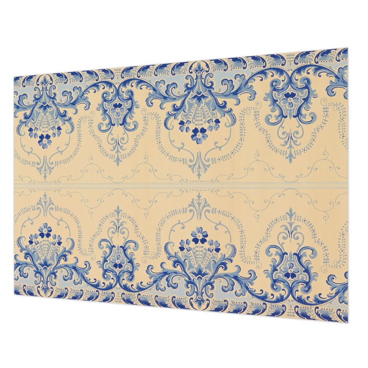 Tapéta Falra, Wallfluent, Kék díszek, Bézs, 208 x 146 cm, Vlies, Élénk Színek, 010100060040000285280