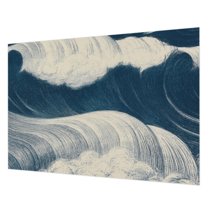 Tapéta Vlies Fali Dekoráció, Wallfluent, Tengeri hullámok, Tengerészkék, 208 x 146 cm, Nem Szőtt, Könnyen Felszerelhető, 010100060040000285353