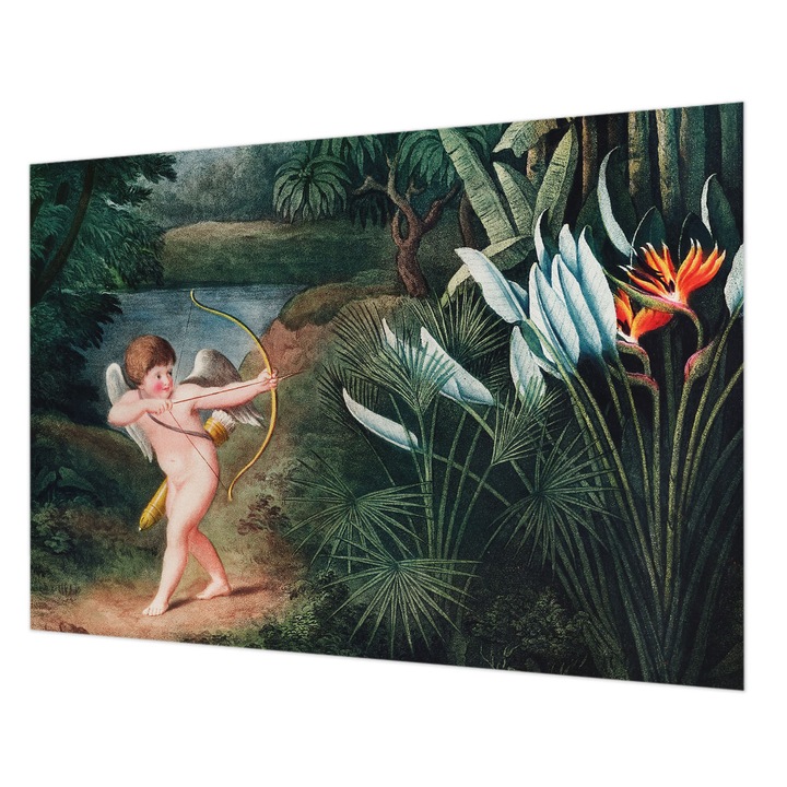 Tapéta Falra, Wallfluent, Imádnivaló Ámor, Zöld, 208 x 146 cm, Vlies, Modern Tapétatekercs, 010100060040000282720