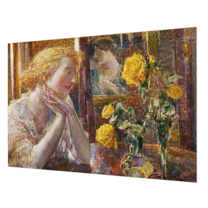 Tapéta Falra, Wallfluent, Nő rózsákkal, Sárga, 208 x 146 cm, Vlies, Élénk Színek, 010100060040000285609